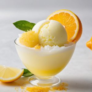 Boule de sorbet (citron, fruit de passion)